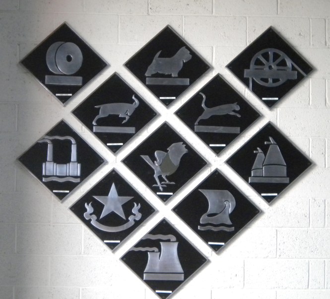 Depot plates at the National Railway Museum in 2013. From left to right, top to bottom; row one: Buxton, Eastfield and Knottingley; row two: Cardiff and Crewe Diesel; row three: Stewarts Lane, Stratford and Hither Green; row four: Immingham and Grangemouth; row five: Toton. There were further plates, not illustrated here. Photo by Paul Wright [used with permission]